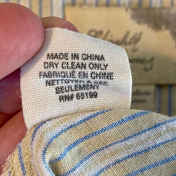 Elizabeth and James Womens Tan Striped Linen Top Button Down Shirt Tan Size XS - Picture 9 of 9